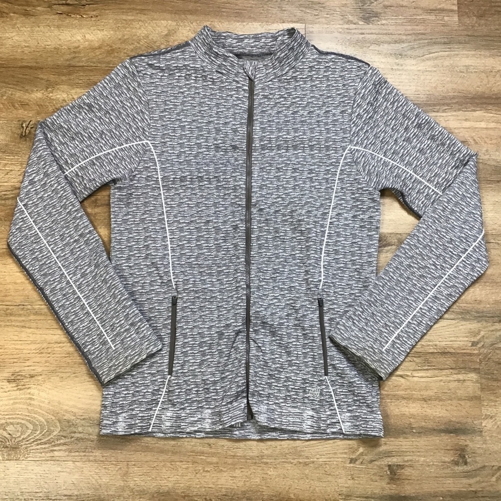 JILLA Athletic Jacket Size L British Full Zip Down Pockets Gray
